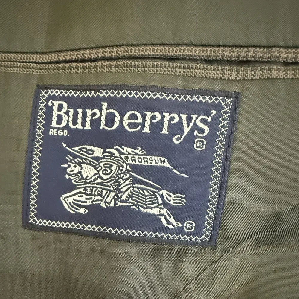 Vintage Burberrys Wool Blazer Gray Check 2 Button USA Mens Sport Coat